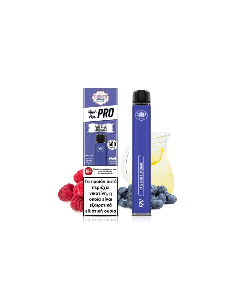 Dinner lady Vape Pen Pro Razz Blue Lemonade 2ml 20mg, 0mg