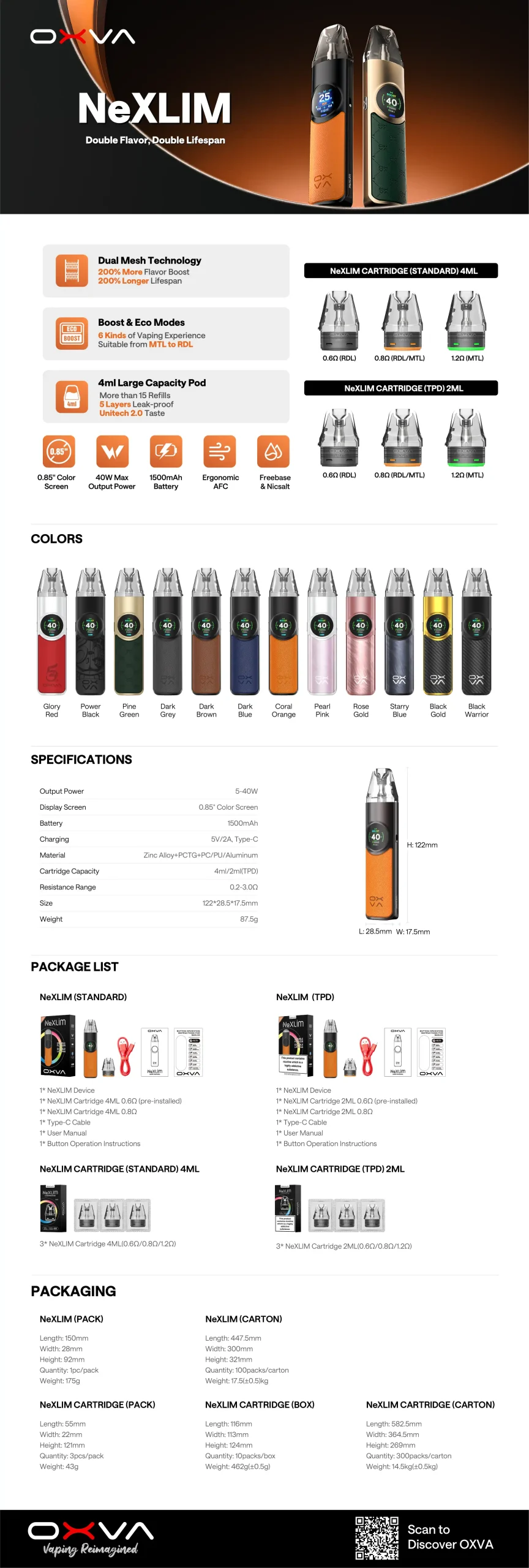 38379 Oxva Nexlim Pod 1500 mAh 40W