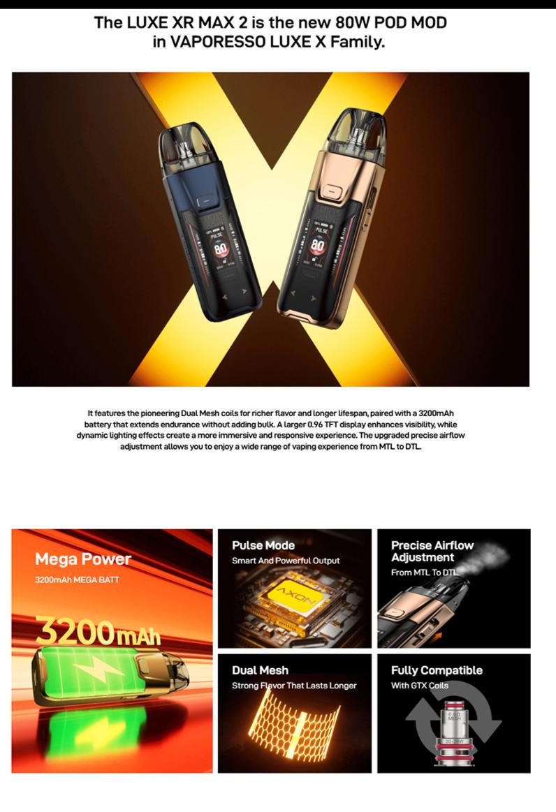 Vaporesso Luxe XR Max 2 Kit 3200mAh 5ml 2 luxe xr