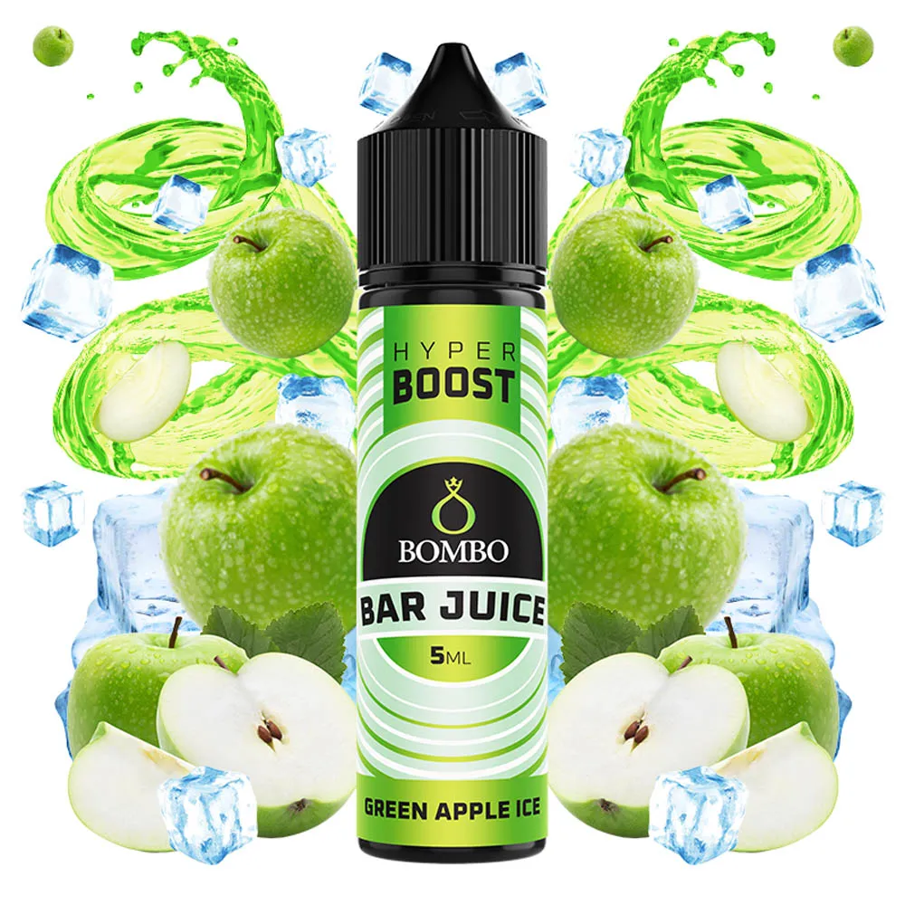 Bombo Bar Juice Hyper Boost Green Apple Ice 5ml / 60ml 1 Bombo Bar Juice Hyper Boost Green Apple Ice 5ml / 60ml