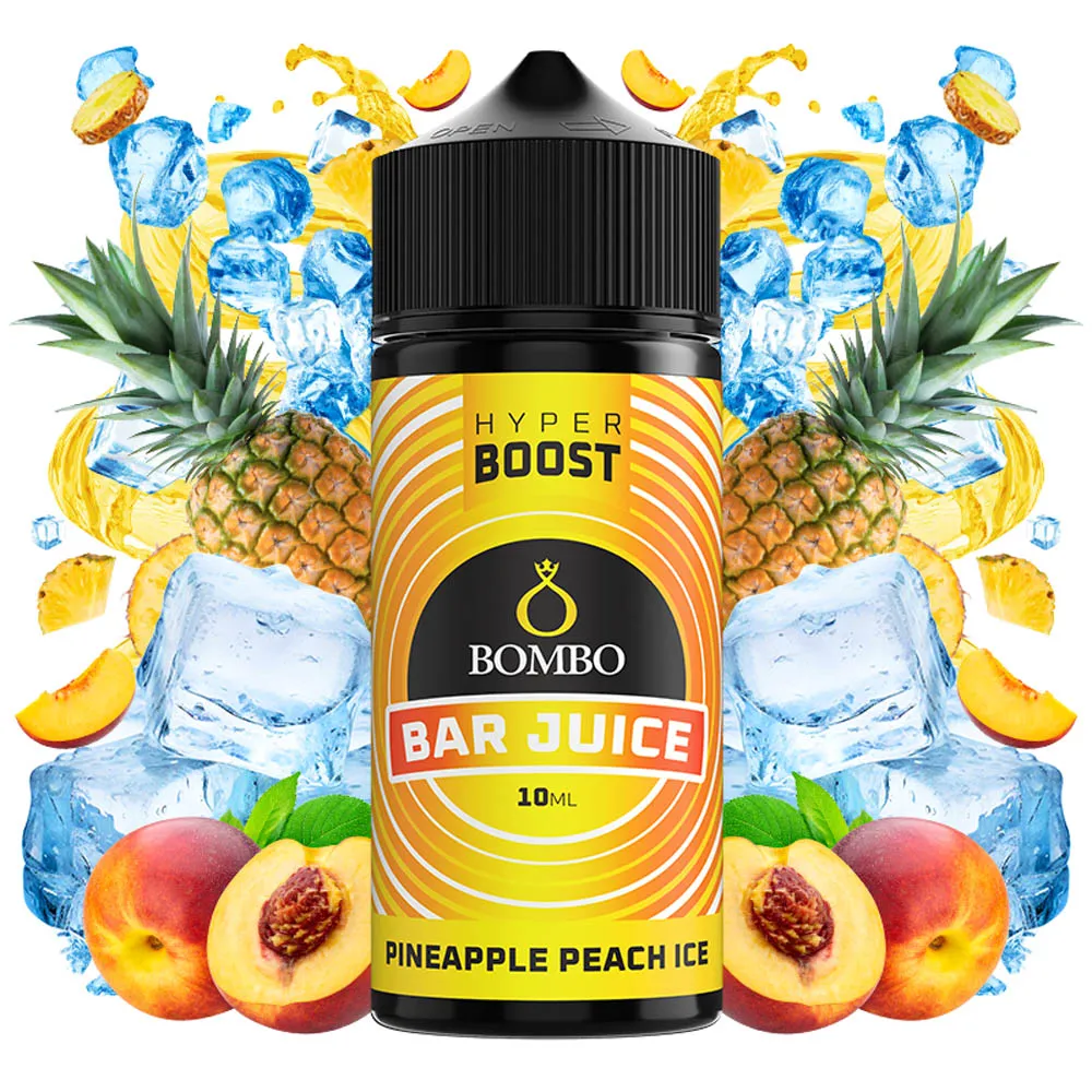 Bombo Bar Juice Hyper Boost Pineapple Peach Ice 10ml/120ml 1 Bombo Bar Juice Hyper Boost Pineapple Peach Ice 10ml/120ml