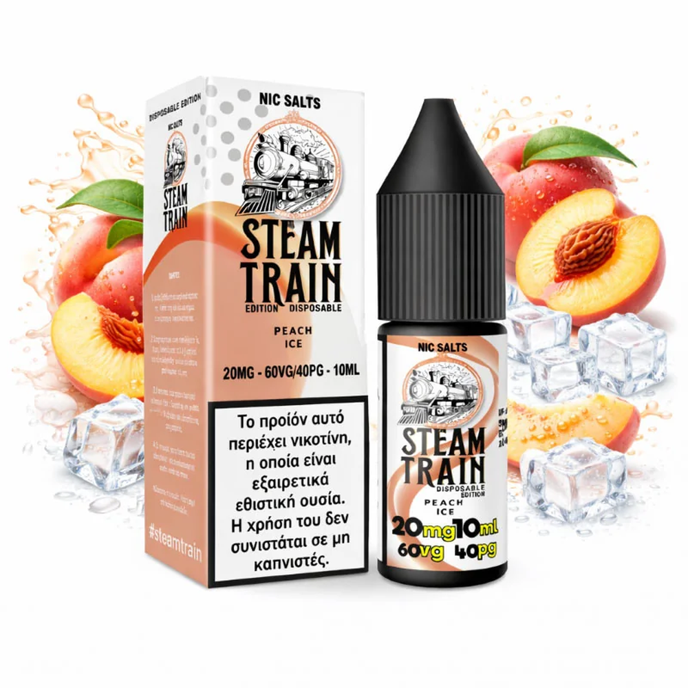 Steam Train Disposable Edition Peach Ice Nic Salt 20mg 10ml 1 Steam Train Disposable Edition Peach Ice Nic Salt 20mg 10ml